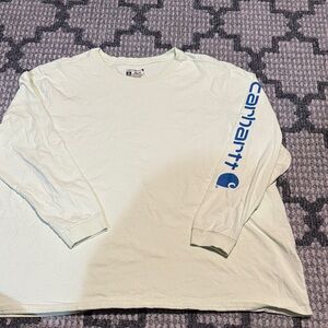 Carhartt Green Long Sleeve Tee with Blue Sleeve Logo